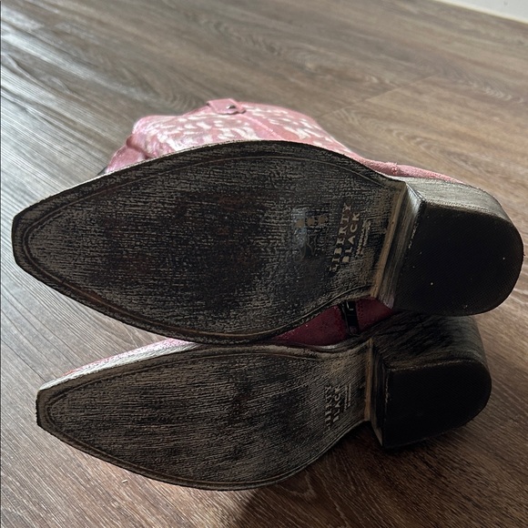 LIBERTY Black Pink Embroidered Heeled Boots - Picture 5 of 5